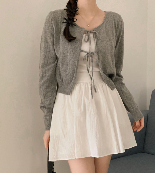 [SHOPPERLAND] Layered Ribbon Wool Cashmere Knit Cardigan