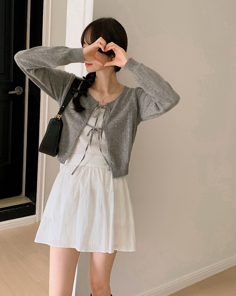 [SHOPPERLAND] Layered Ribbon Wool Cashmere Knit Cardigan