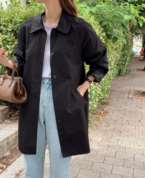 [SHOPPERLAND] French Single Half Trench Coat