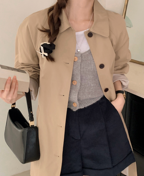 [SHOPPERLAND] French Single Half Trench Coat