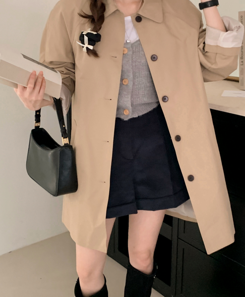 [SHOPPERLAND] French Single Half Trench Coat