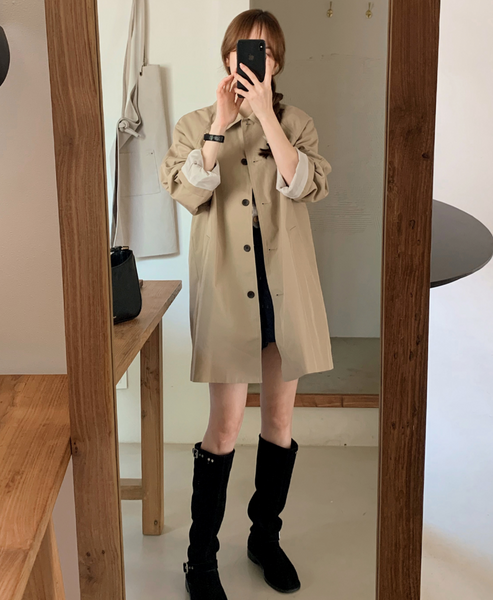 [SHOPPERLAND] French Single Half Trench Coat