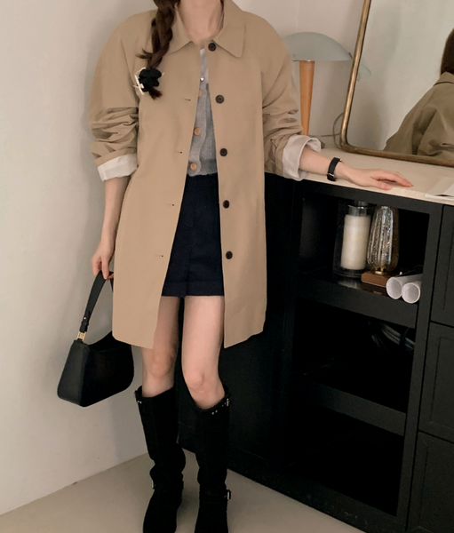 [SHOPPERLAND] French Single Half Trench Coat