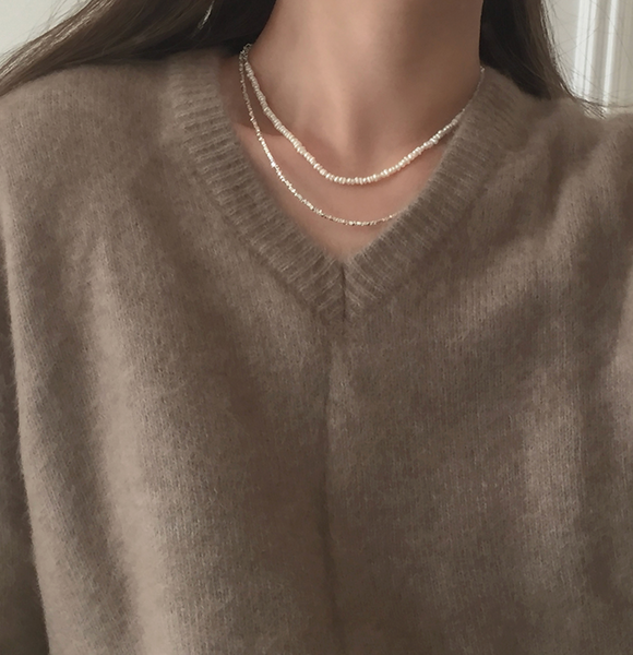 [moat] Silver Chip Necklace (silver925)