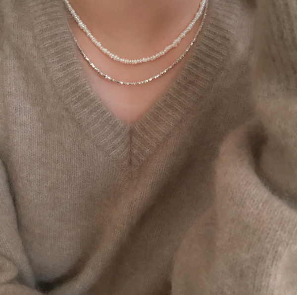 [moat] Silver Chip Necklace (silver925)