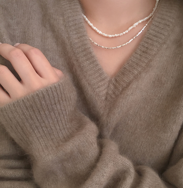 [moat] Silver Chip Necklace (silver925)