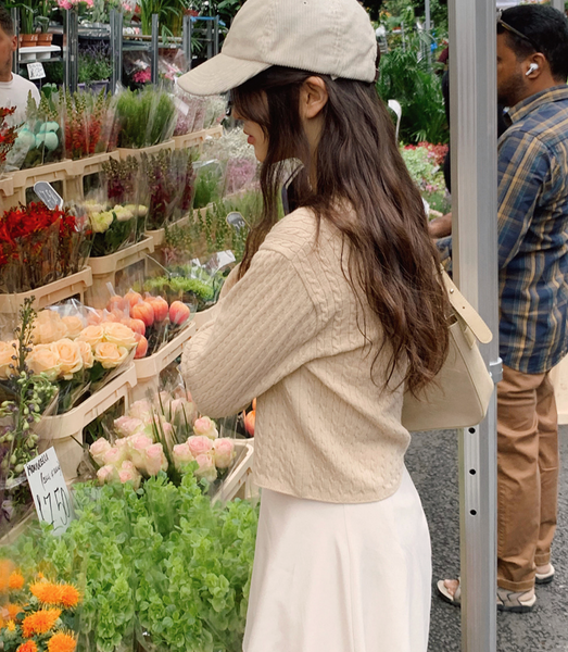 [SLOWAND] # SLOWMADE Latte Fine Cable Cardigan