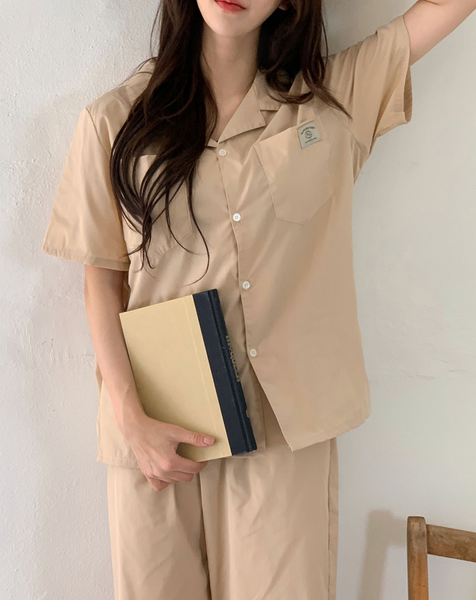 [Juuneedu] Letter Short-Sleeved Pyjama Set