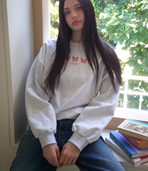 [Letter from Moon] Triple Butterfly Embroidered Sweatshirt