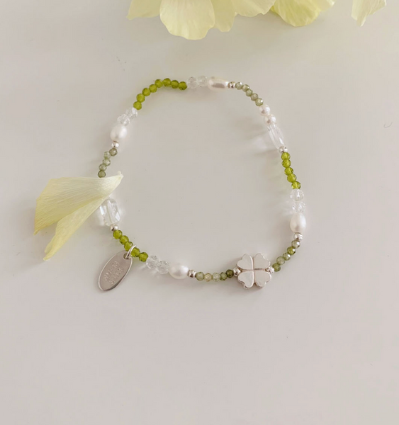 [SOYE PI-NE] Clover Green Freshwater Pearl Bracelet