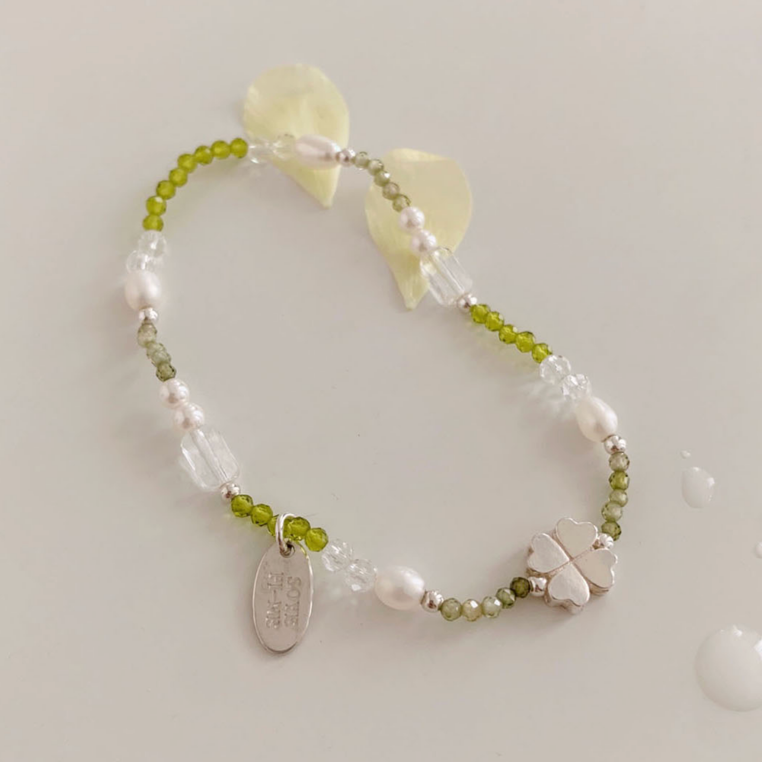 [SOYE PI-NE] Clover Green Freshwater Pearl Bracelet