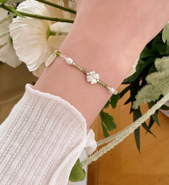 [SOYE PI-NE] Clover Green Freshwater Pearl Bracelet