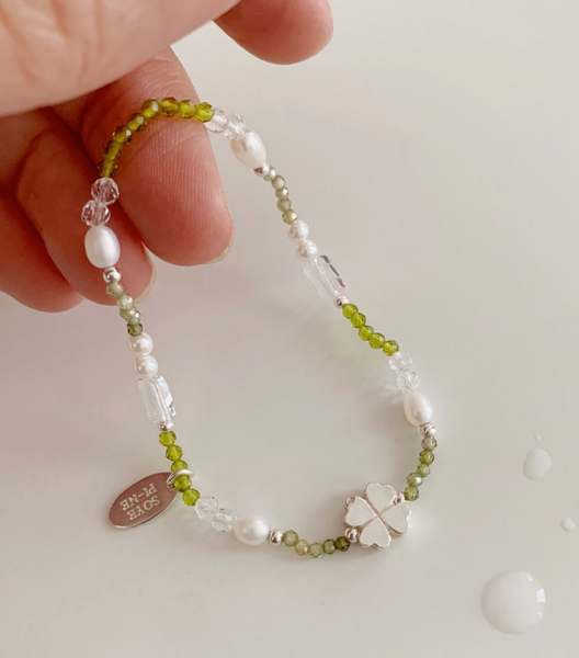 [SOYE PI-NE] Clover Green Freshwater Pearl Bracelet