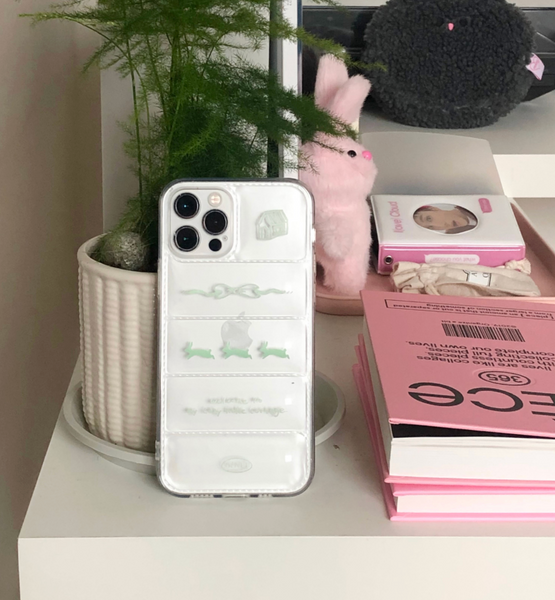 [OLIVET] Rabbit Fluffy Case (Mint/ Pink)