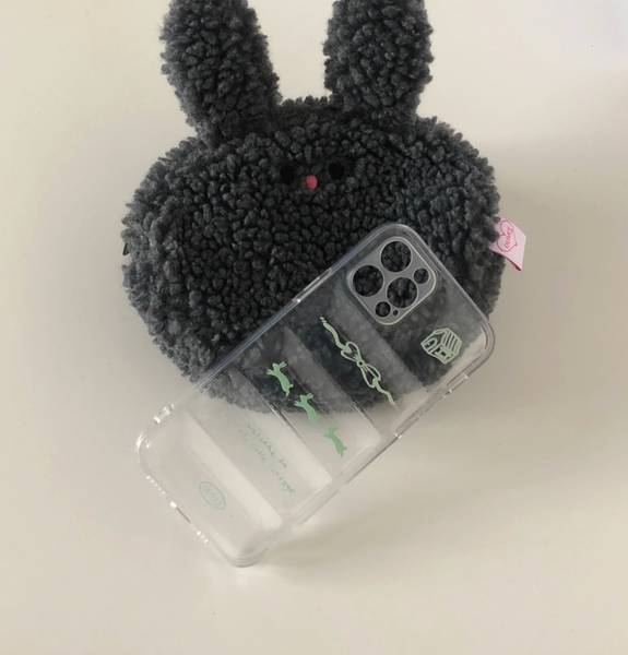 [OLIVET] Rabbit Fluffy Case (Mint/ Pink)