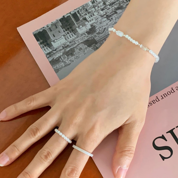 [SOYE PI-NE] Glass Bead Ring & Bracelet Set