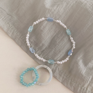 [SOYE PI-NE] Glass Bead Ring & Bracelet Set