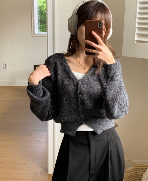 [98°C] Dust Bokashi Crop Cardigan