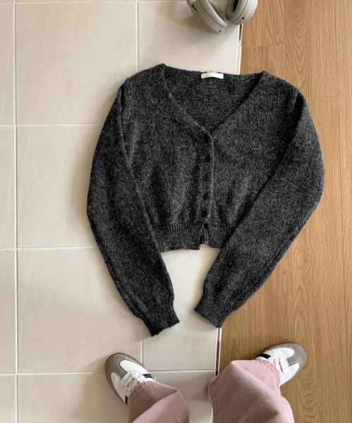 [98°C] Dust Bokashi Crop Cardigan