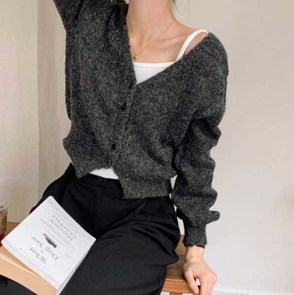 [98°C] Dust Bokashi Crop Cardigan