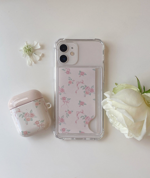 [Romantic Mood] Ribbon Collection Flower Glossy AirPods Case