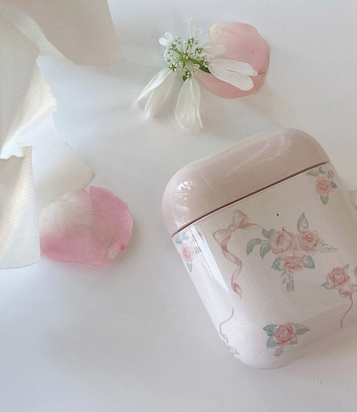 [Romantic Mood] Ribbon Collection Flower Glossy AirPods Case