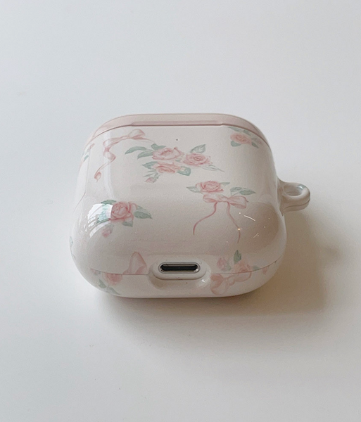 [Romantic Mood] Ribbon Collection Flower Glossy AirPods Case