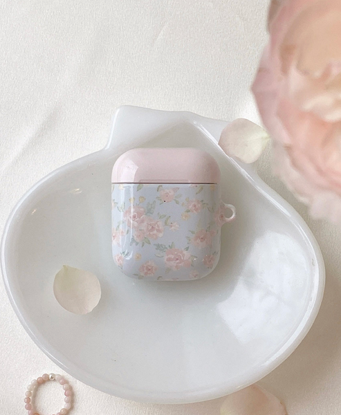 [Romantic Mood] Blue Flower Glossy Airpods Case