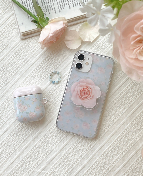 [Romantic Mood] Blue Flower Glossy Airpods Case