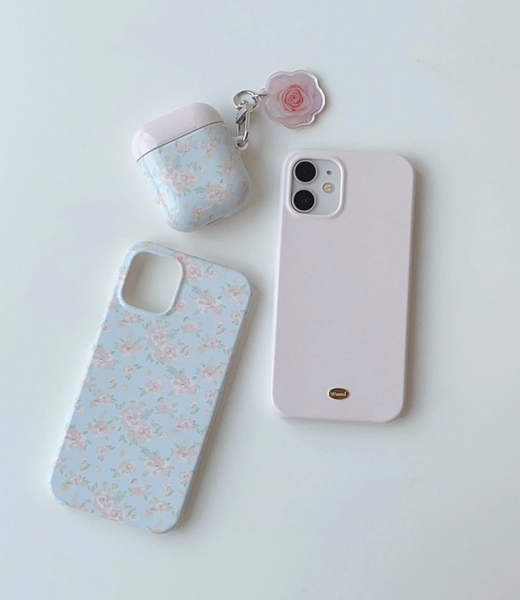 [Romantic Mood] Blue Flower Glossy Airpods Case