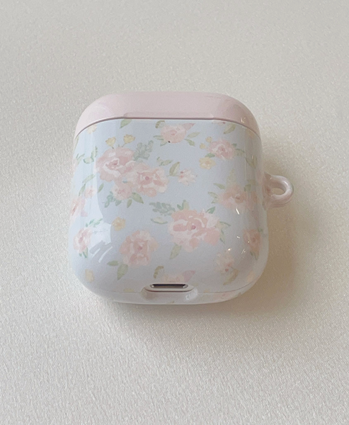 [Romantic Mood] Blue Flower Glossy Airpods Case
