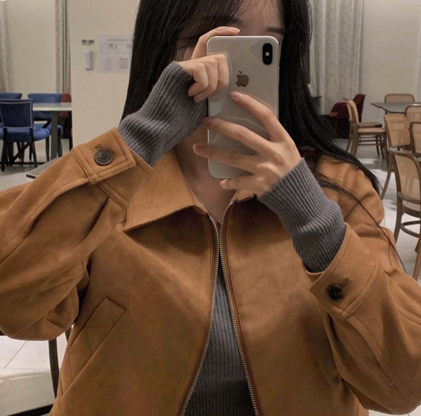 [CREAM CHEESE] Soft Raglan Crop Suede Jacket