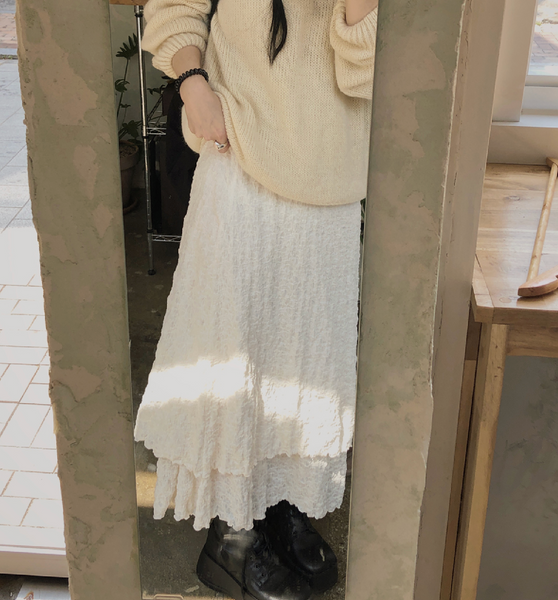 [VINVLE] Cotton Banding Layered Long Skirt