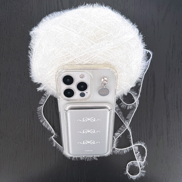 [Peakdrawing] White Mood Silver Card Slot MagSafe Phone Case Set