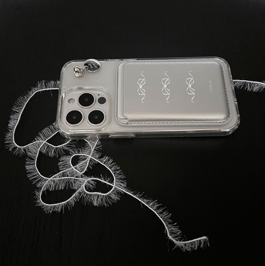 [Peakdrawing] White Mood Silver Card Slot MagSafe Phone Case Set