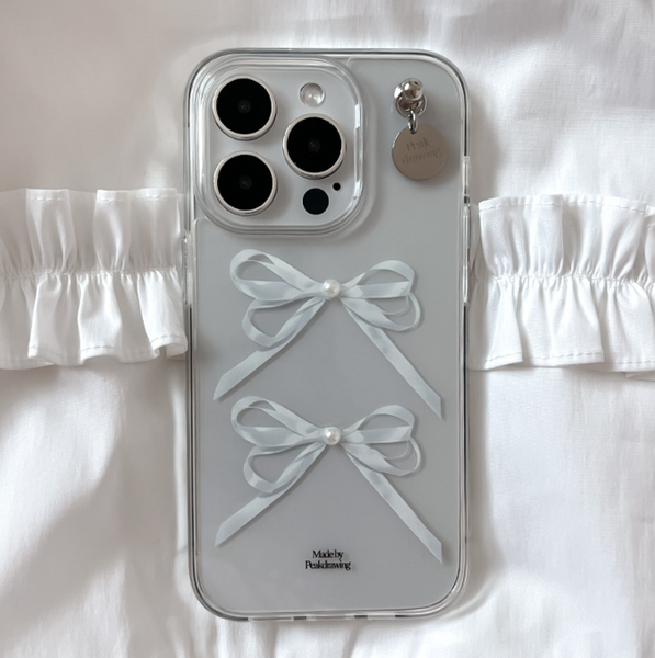 [Peakdrawing] White Pearl Ribbon Jelly Hard Case