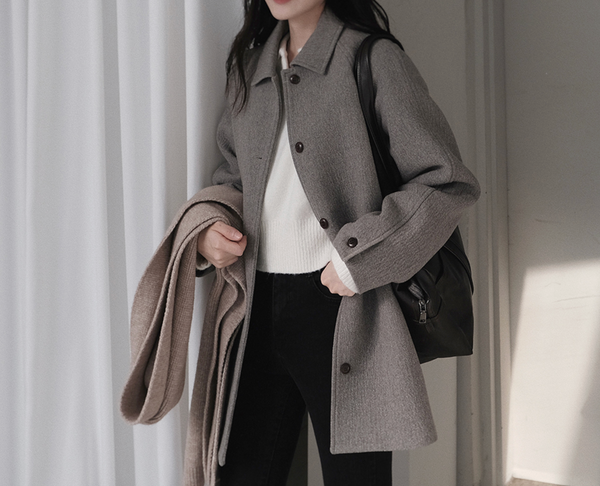 [SLOWAND] # SLOWMADE Minimal Mood Solid Wool Half Coat