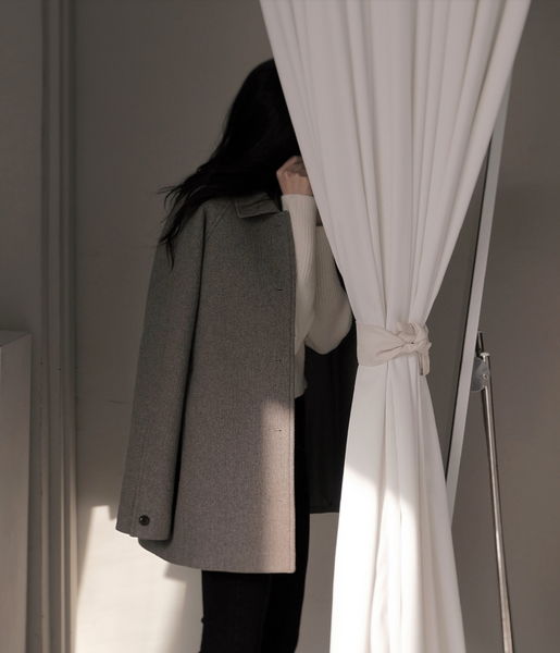 [SLOWAND] # SLOWMADE Minimal Mood Solid Wool Half Coat