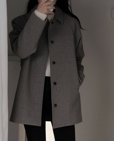 [SLOWAND] # SLOWMADE Minimal Mood Solid Wool Half Coat