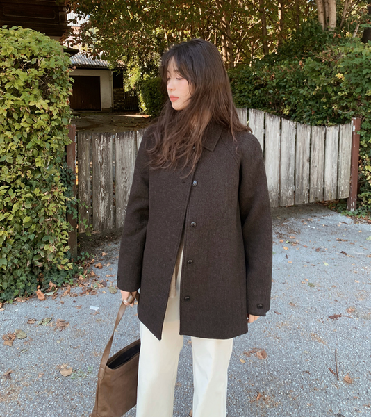 [SLOWAND] # SLOWMADE Minimal Mood Solid Wool Half Coat