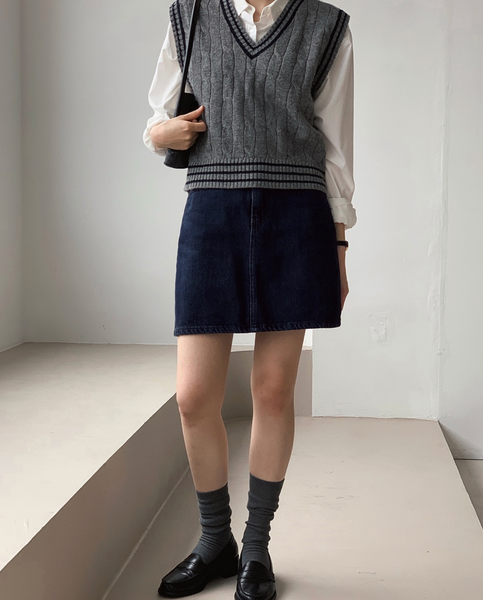 [SLOWAND] # SLOWMADE Deep Blue Denim Skirt