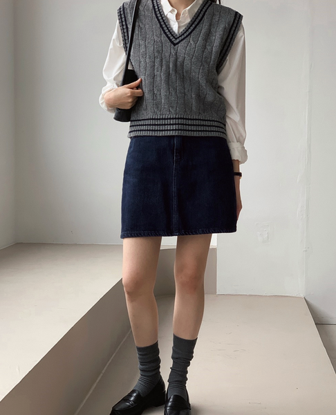 [SLOWAND] # SLOWMADE Deep Blue Denim Skirt