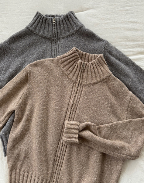[SLOWAND] # SLOWMADE Two-Way Daily Mood Knit Zip-Up