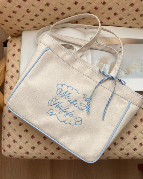 [Avofofo] Embroidery Lettering Canvas Shoulder Bag