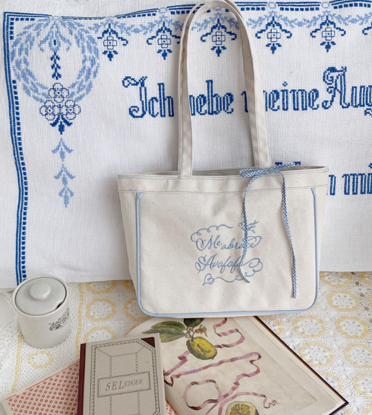 [Avofofo] Embroidery Lettering Canvas Shoulder Bag