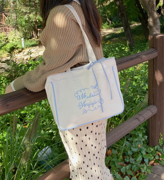 [Avofofo] Embroidery Lettering Canvas Shoulder Bag