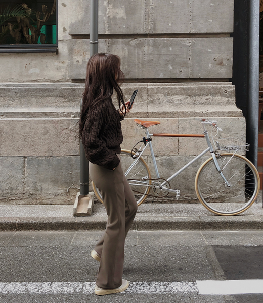 [SLOWAND] # SLOWMADE Market Semi Boots Cut Training Slacks