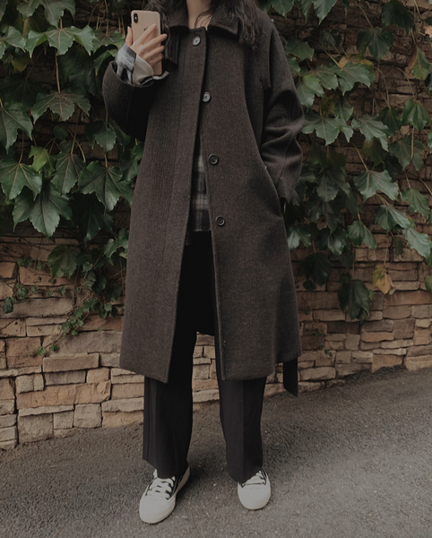 [SLOWAND] # SLOWMADE Hidden Single Raglan Premium Long Coat