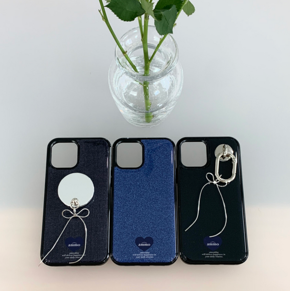 [ammo] Fabric Epoxy Phone Case (Blue Heart)