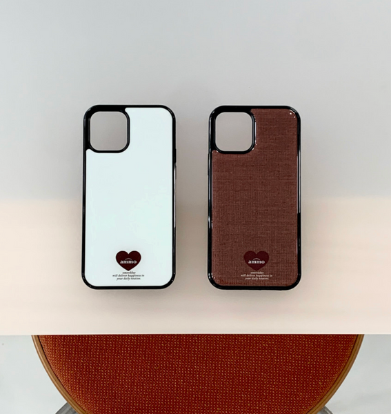 [ammo] Fabric Epoxy Phone Case (Brown Heart)